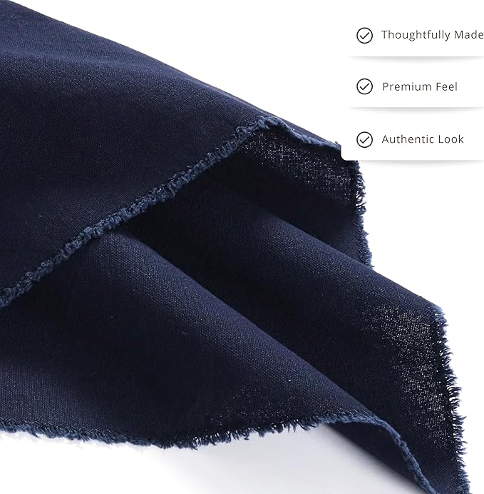 Ramanta Home Cloth Napkins Set of 4 Navy Blue 18x18 Inch - Spring Soft & Durable Frayed Dinner Napkin for Easter Wedding, Birthday | Heavy Weight Fabric Table Linen for Everyday Use Family Dinners
