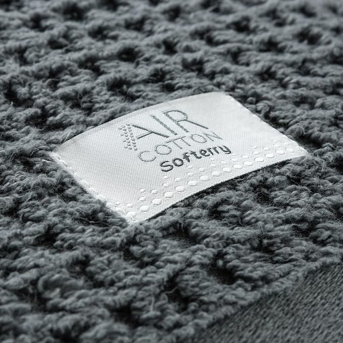 Softerry Waffle Bath Towel Set - 100% Soft Cotton - Plush and Extra Absorbent - Luxury Hotel & Spa Quality - Fade Resistant - Eco-Friendly (Space Gray, Set of 8 Towels)