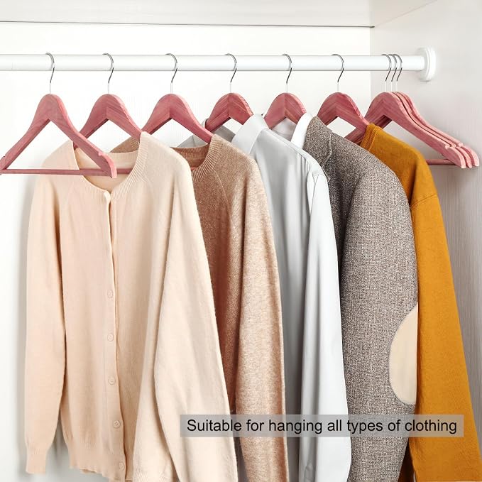 TOPIA HANGER 30-Pack American Red Cedar Wooden Hangers, Clothes Hangers for Closet, Wood Coat Hanger with Smooth Cut Notches, 360° Swivel Hook, Non-Slip Pants Bar-CT54C30
