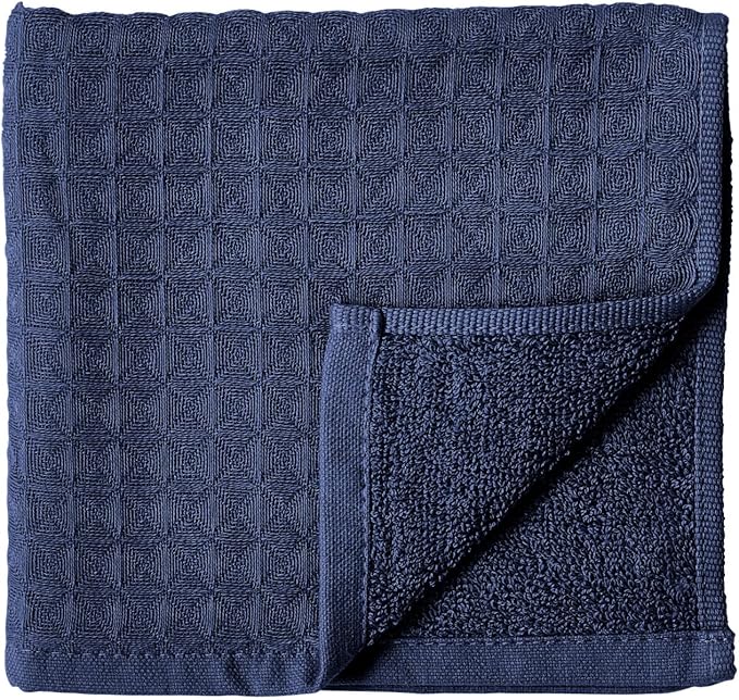 UCHINO Waffle Twist Cotton Weave Towel Set for Bathroom – 2 Bath, 2 Hand, 2 Washcloths, Lightweight Absorbent Quick Dry Honeycomb Texture Solid Terry Loop Reverse, 6 Piece, Indigo