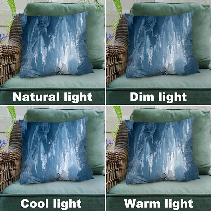 Shrahala Icicles Stalagmites Ice Cave Throw Pillow Cover, Icicles and Stalagmites in Cave Square Pillowcase Blended Double-Sided No Inserts for Bedroom Living Room Set of 2 (22 x 22 in)