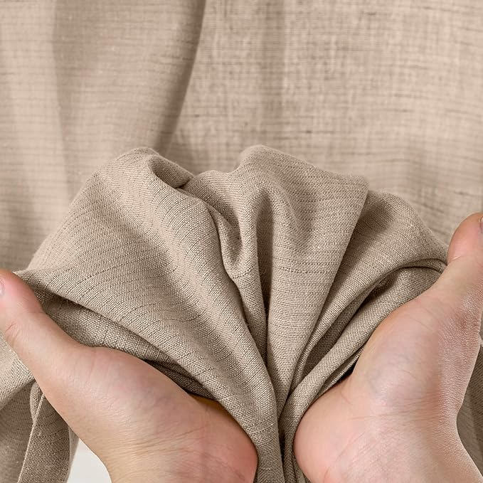 jinchan Taupe Linen Blend Curtains 72 inch Length 2 Panels for Bedroom Living Room, Light Filtering 50 inch Wide Farmhouse Drapes with Rod Pocket Back Tab(50W x 72L, Taupe)