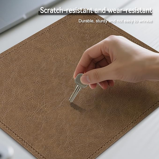 Imitation Crazy Horse Leather Desk Mat - Waterproof Desk Pad - Ideal for Large Mouse Pad and Desk Mats on Top of Desks (Camel+Camel, 11"*8")