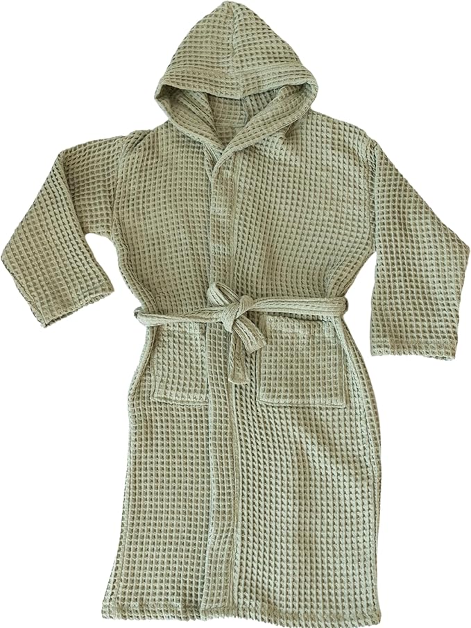 Unisex Hooded Waffle Robe for Women & Men 100% Turkish Cotton | Quick-Dry Bathrobe | Cozy Housecoat for Lounging
