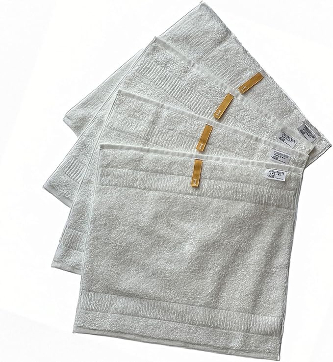 Highly Absorbent & Quick-Dry Organic Cotton Washcloths, Soft & Lightweight Face Towels, Made in Japan, Oeko-Tex Class 1 Certified, 13.8 x 13.8 inch, White, Pack of 4 – Proof of Purity