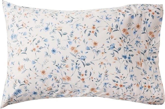 AZORES HOME Queen Organic Cotton Sateen Sheet Set - Deep Pocket, 300 Thread Count, 4-Piece Luxury Bedding, Carolina Cream