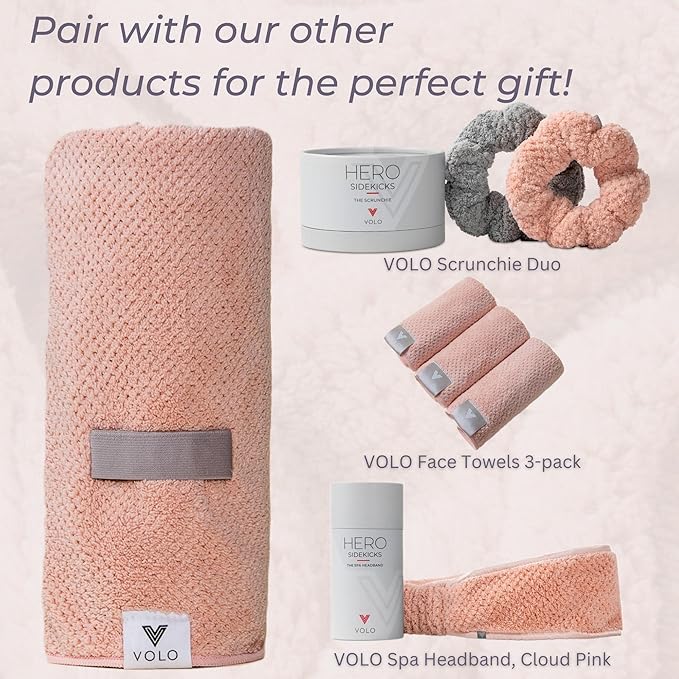 VOLO Hero Hair Towel – Ultra Soft Nanoweave™ Microfiber, Super Absorbent Quick Dry, Reduces Dry Time 50%, Anti-Frizz & Breakage, Secure Snug Strap, Large Wrap for All Hair Types - Capri Blue