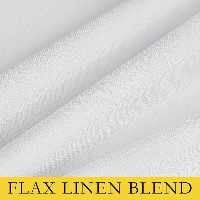 NICETOWN Back Tab 100% Blackout Linen Curtains with Thermal Insulated White Liner, White, 52" Wide, 84" Length Energy Saving Curtains for Living Room 2 Panels Set, Vertical Blinds