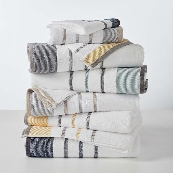Great Bay Home Decorative Bath Towel Set - Cotton 4 Pack 54x27 Bath Towel Set - Durable Towels for Bathroom Decor (Eucalyptus/Grey)