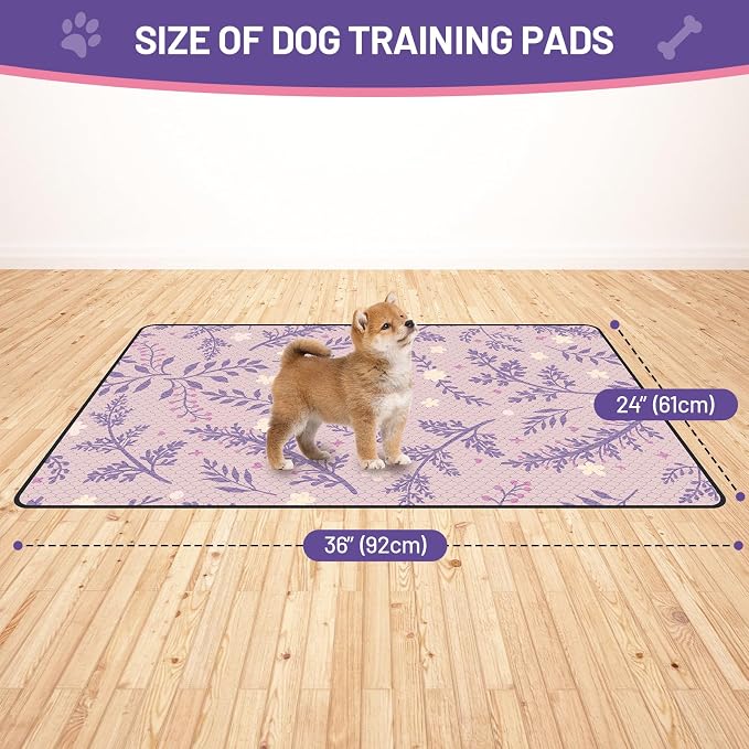 Washable Dog Pee Pads - Absorbent Reusable Puppy Training Pads, Waterproof Leak - Proof & Non - Slip for Crate Whelping Potty Training 24x36 (Pack of 2)