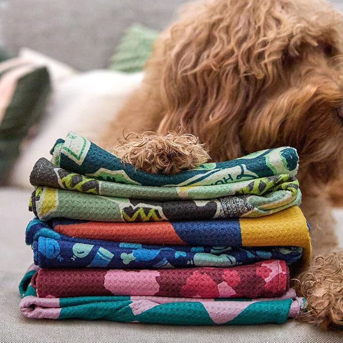 Dock & Bay Pet Towel - Super Absorbent & Quick Drying Dog Towels with Bag - 100% Recycled - Check Mutt, Large (120x70cm, 47x27)