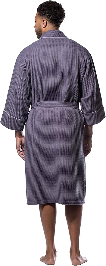 Turquaz Lightweight Waffle Knit Kimono Bathrobe - Soft Cotton Blend Spa Robe, Fast-Drying Full-Length Unisex Robes for Women