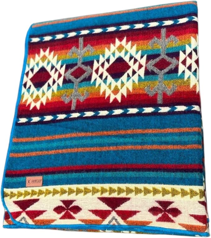 Alpaca Wool Blanket – Warm, Thick, Ultra Soft, Throw 78 x 47, Reversible 2-in-1, Hypoallergenic, Non-Itchy, Washable – Great for Couch, Camping, Travel, Picnics & Cozy Home Comfort, Turquoise