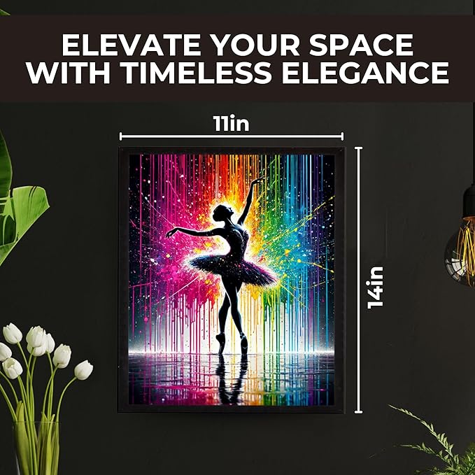 InkFlow Posters Art Ballerina Poster - Dancing Under The Rain Print - Abstract Art - Silhouette Art - Graffiti Print - Great Bedroom or Living Room Decor - 11x14 Unframed Canvas Print