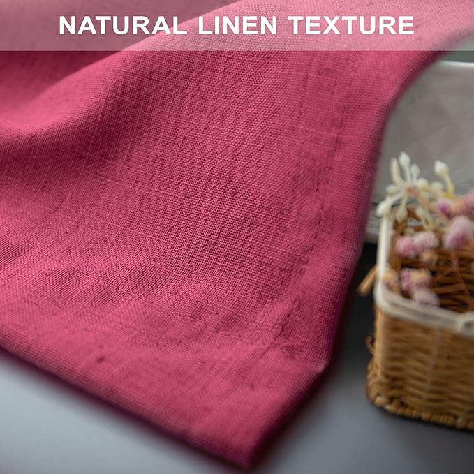 Hot Pink Curtains 45 Inch Length for Bedroom 2 Panel Pocket Back Tab Short Small Magenta Curtains for Living Room Semi-sheer Linen Light Filtering Curtain for Kitchen Bathroom Raspberry Fuchsia 52x45
