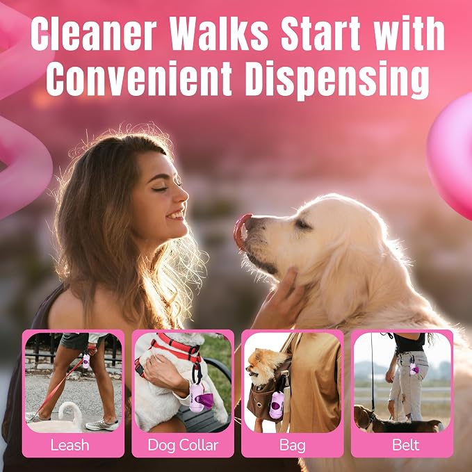 PET N PET Poop Bags for Dogs, 288 Count Lavender Scented Dog Waste Bags with Leash Dispenser, USDA Certified 38% Plant Based & 62% PE Dogs Waste Bag