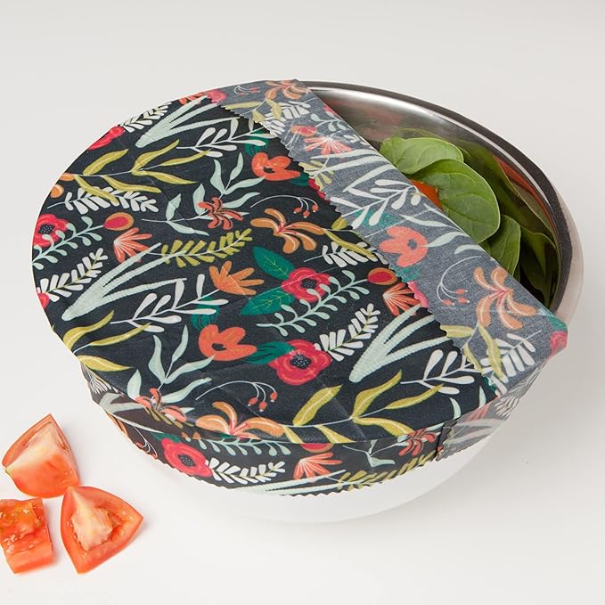Ecologie Reusable Beeswax Food Storage Wrap Floral Print Set of 3 sizes