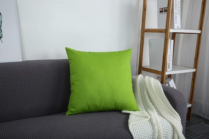 TangDepot 100% Cotton Solid Throw Pillow Cover 24x24 Apple Green | 100% cotton, same-color zip, machine wash & air dry. For living room, bedroom, office, car. 42 colors, 345 sizes. Cover only.
