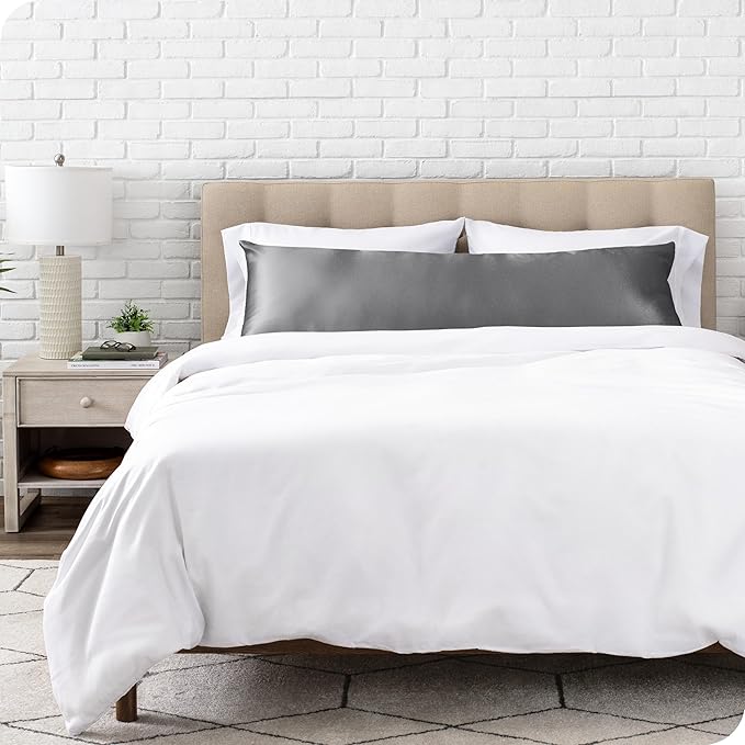 Bare Home 100% Mulberry Silk Pillowcase for Hair and Skin - Ultra Premium 6A Grade 19 Momme Silk Pillow Case - Hidden Zipper - Breathable Cooling Pillow Cover (Body, Grey)