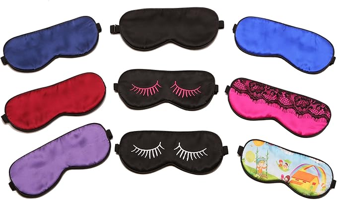 100% Mulberry Silk Sleep Mask Blackout, Cute Natural Sleeping Mask with Adjustable Elastic Strap, Satin Eye Cover for Men Women Adults (Black)