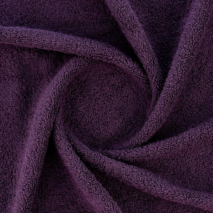 CASA COPENHAGEN Solitaire 6Pcs 100% Egyptian Cotton Large Designer Towels Gift Set- Dark Purple, 600GSM, 2Bath 2Hand 2Washcloths, Bath Towels for Bathroom Set for Women & Men