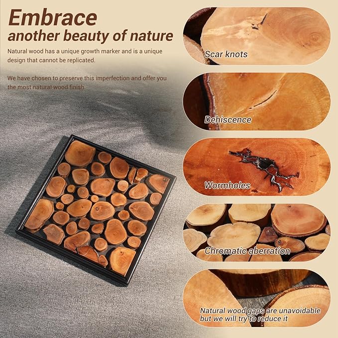 DQQWood 3D Handmade Artistic nature colored Iychee wood moasic Decorative painting. Housewarming gift decorative painting.Home Decor, Living Room Wall Painting.12.99" x 12.99"
