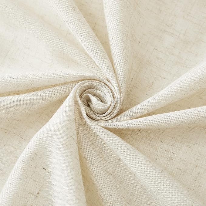 NICETOWN Natural Linen Blend Cafe Curtains 24 inch Length, Rod Pocket & Back Tab Semi Sheer Privacy Window Treatments Light Filtering for Kitchen, W42 x L24, 2 Panels