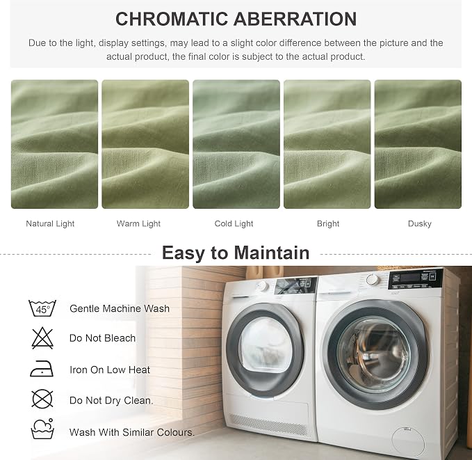 Simple&Opulence 100% Linen Duvet Cover Set, 3 PCS Natural French Flax Sage Green Duvet Cover King Size, Breathable Soft Comfy Linen Bedding Comforter Cover with 2 Pillowcases(Sage Green, 104"x92")