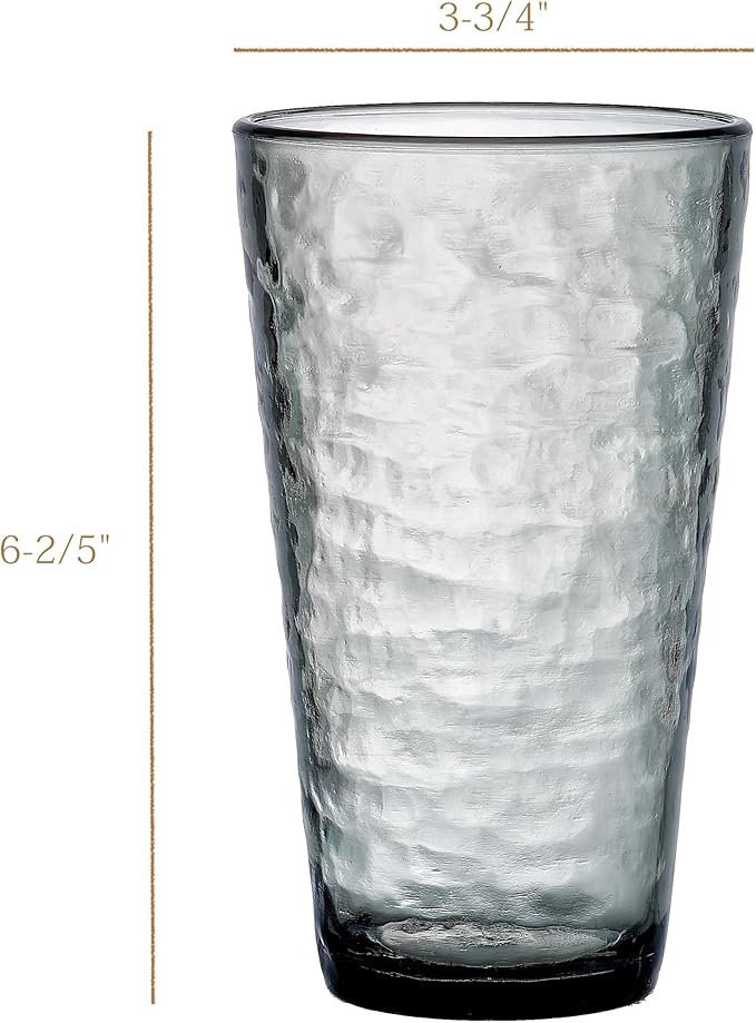 KLIFA- RIPPLE- 22.5 ounce, Set of 6, Acrylic Highball Drinking Glasses, Shatter-proof Cups, BPA-Free, Stackable Plastic Drinkware, Dishwasher Safe, Gray-Black