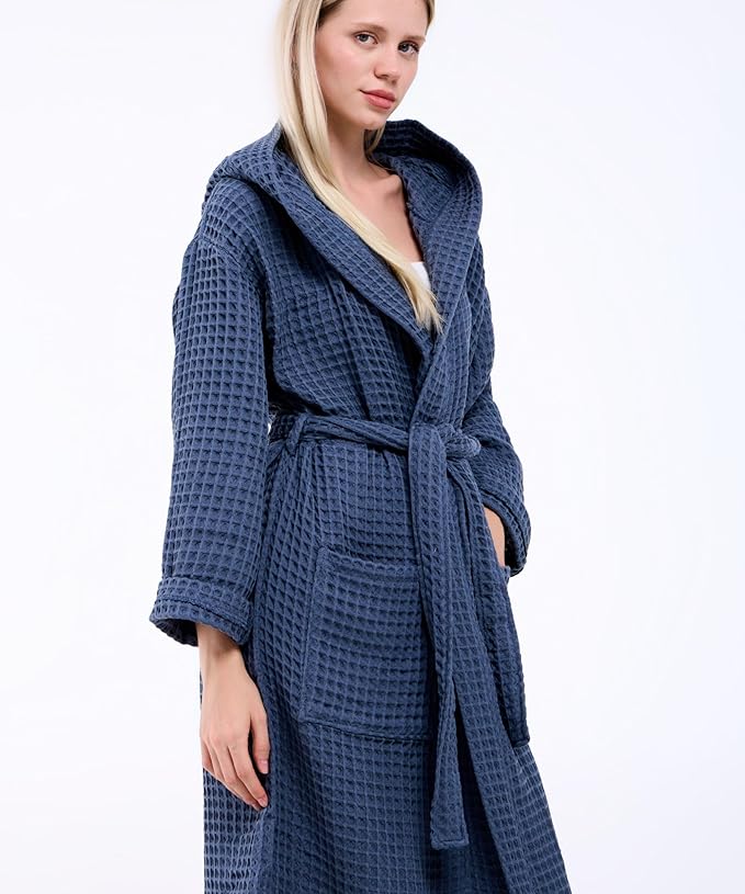 100% Turkish Cotton Waffle Bathrobe for Women