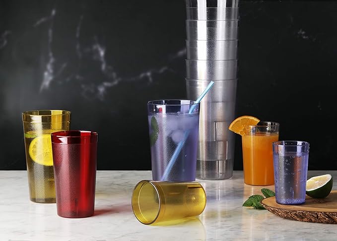 New Star Foodservice Restaurant-Grade Polycarbonate Beverage Tumblers, 12 oz, Clear, Set of 12