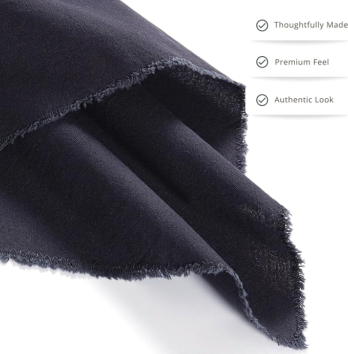 Ramanta Home Cloth Napkins Set of 12 Steel Grey 18x18 Inch - Spring Soft & Durable Frayed Dinner Napkin for Easter Wedding, Birthday | Heavy Weight Fabric Table Linen for Everyday Use Family Dinners