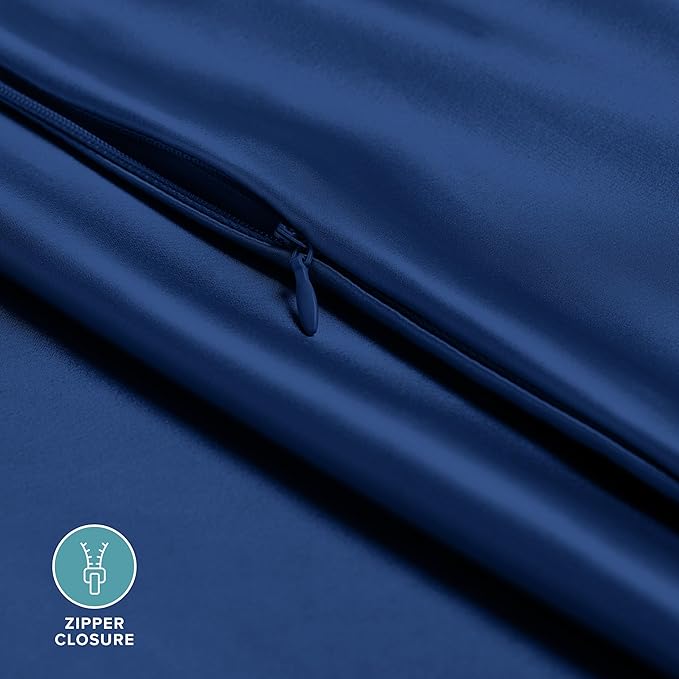 Bare Home 100% Mulberry Silk Pillowcase for Hair and Skin - Ultra Premium 6A Grade 19 Momme Silk Pillow Case - Hidden Zipper - Breathable Cooling Pillow Cover (Queen, Dark Blue)