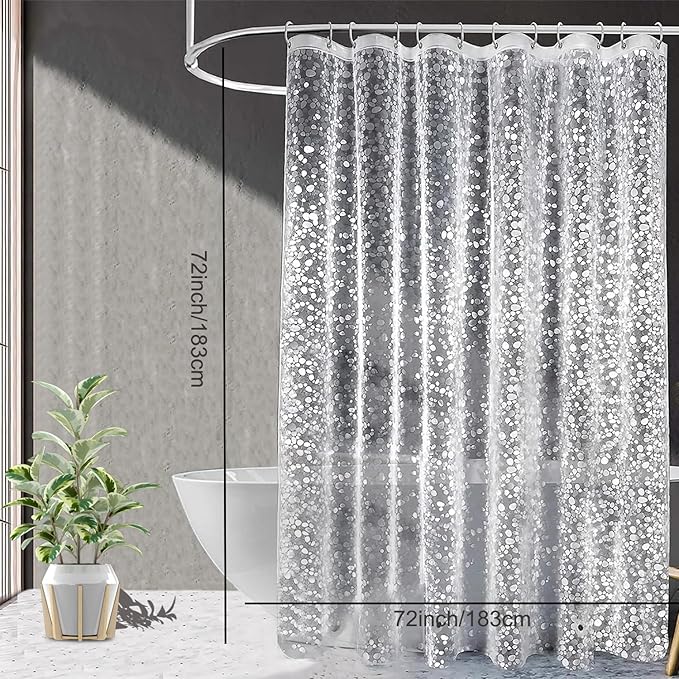 Shower Curtain Liner, Waterproof EVA 3D Shower Curtains with Duty Heavy Bottom Magnets and Rust Proof Grommets, Weighted Shower Liner for Shower Stall, Bathtubs