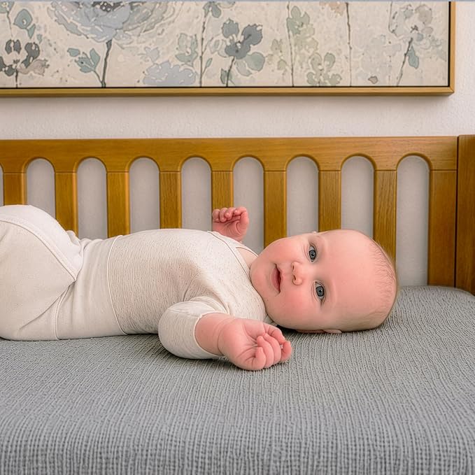 Newton Baby Deluxe Crib Sheet – Ultra-Soft Breathable Organic Cotton Fitted Crib Sheet | Thicker & Softer Design | Machine Washable Baby Bedding | Evening Gray