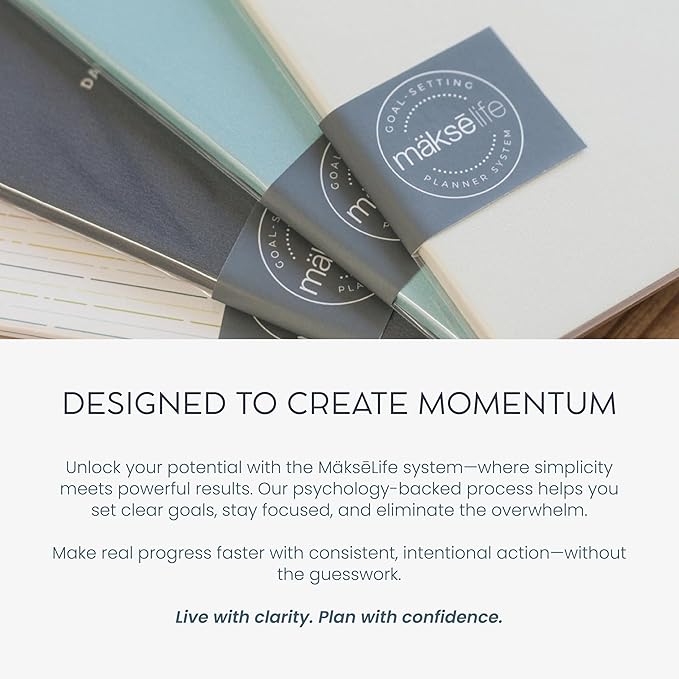 MäksēLife Morning Intentions & Gratitude Journal - A5 Lay-Flat Binding, Vegan Leatherette Cover, 120GSM Recycled Paper, Daily Prompts for Mindfulness and Positive Affirmations