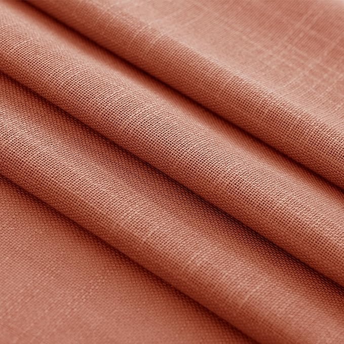 45 inch Linen Terracotta Curtains 2 Panels for Living Room Back Tab Light Filtering Semi Sheer Rust Colored Curtains 45 inches Long Soft Thick Cotton Cloth Textured Rustic Boho Farmhouse Room Decor