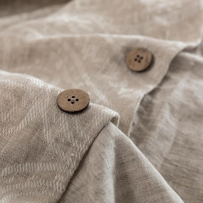 EVERLY 100% Pure Linen Duvet Cover Set King Size 104X90Inch 3pcs (1 Duvet Cover,2 Pillowcases) Soft and Breathable for All Season with Coconut Button Closure, Suitable for Hot Sleepers-Linen King