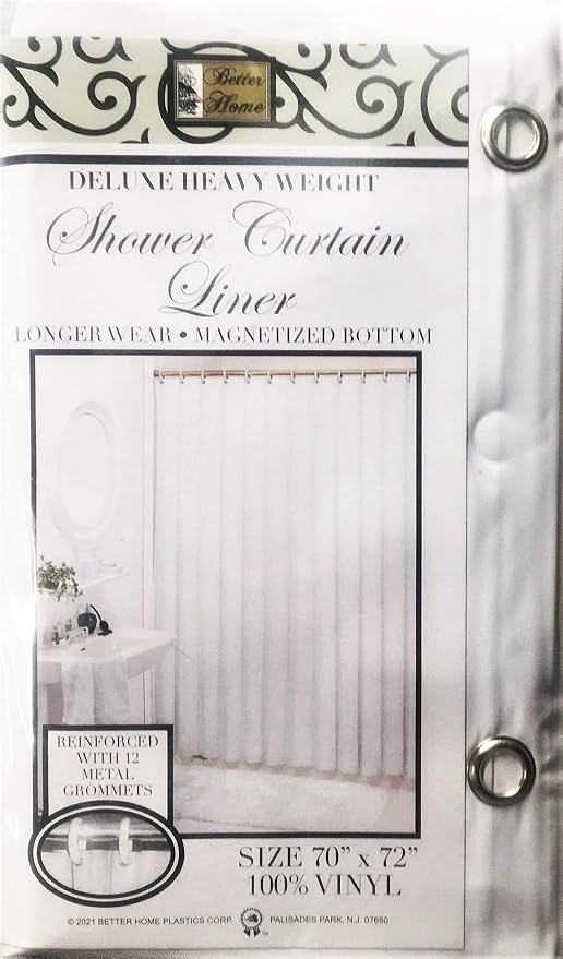 Better Home Deluxe Heavy Weight Shower Curtain Liner Bright Color (White)