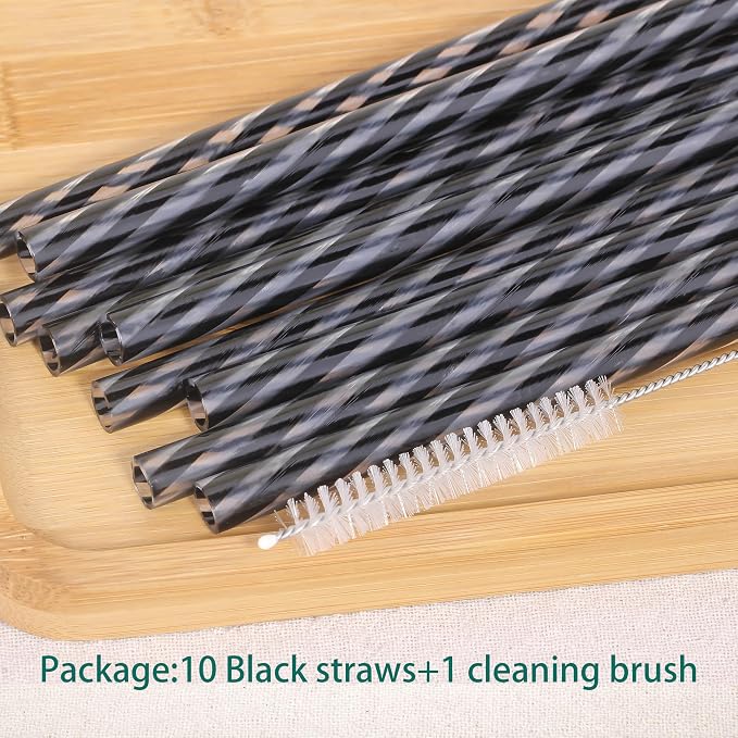 Dakoufish Replacement Straws for StanleylOwalalHydro Jug 40oz 30oz Tumbler,10 Pack 12 Inch Back Reusable Straws With Cleaning Brush For Stanley Simple Modern Cup,Dishwasher Safe.