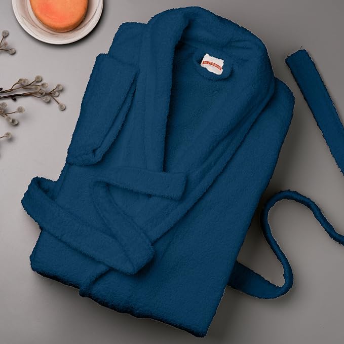 RIVERSIDE Premium 100% Cotton Terry Bathrobe For Women and Men - Soft Towel Robes with Shawl Collar Ajdustable Belt & Pockets