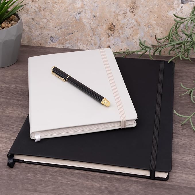 Pukka Pad Soft Cover Letter Size Notebook – Vegan Leather Journal with 192 Pages, 96 Sheets of 80GSM Ivory Paper, College Ruled without Margins – 8.5 x 11in, Black