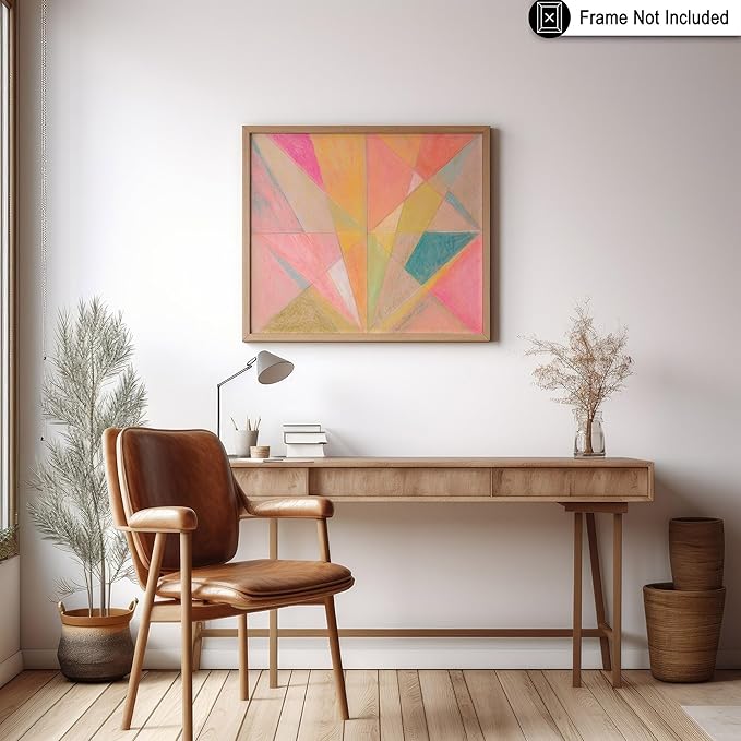 Monem Art Colorful Geometric Abstract Painting Print - Pastel Art Deco Style Art Poster - Wall Decor for Living Room, Bedroom or Office - 18x24 Unframed Wall Art by Renee Stramel