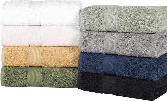 Superior 100% Organic Cotton 3-Piece Towel Set, 1 Bath Towel, 1 Hand Towel, 1 Face Towel/Washcloth, Daily Use, Bathroom, Guest Bath, Absorbent, Home Essentials, Oregon Collection, Forest Green