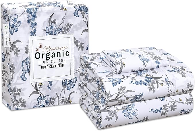 RUVANTI 100% Cotton Organic Percale Sheets Twin XL Size – Crisp Cooling Bed Sheets for Hot Sleepers, Deep Pocket 15”, Soft Peach Finish, Breathable & Durable Hotel-Style 3 Pcs, Deluxe