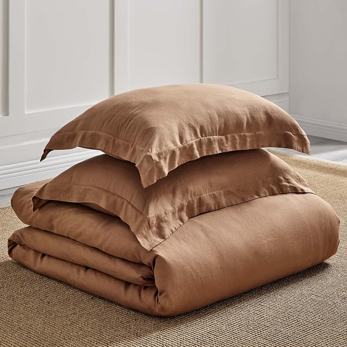 Levtex Home - 100% French Flax Linen - King Duvet Cover - French Flax Washed Linen - Sandstone - Duvet Cover Size (106x94in.)