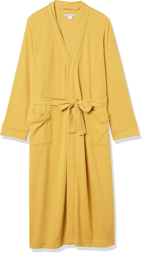 Amazon Essentials Women's Lightweight Waffle Full-Length Bath Robe with Pockets (Available in Plus Size)