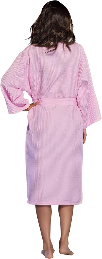 Turquaz Lightweight Long Waffle Kimono Spa Robe for Women
