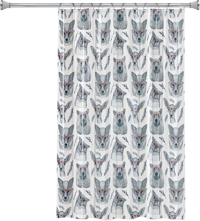 Splash Home Woodland Creatures PEVA 5G Plastic Shower Liner, Lightweight Shower Curtain Liner with 12 Rustproof Metal Grommet Holes 70” x 72” Heavy Duty Waterproof Shower Curtains for Bathroom, Red