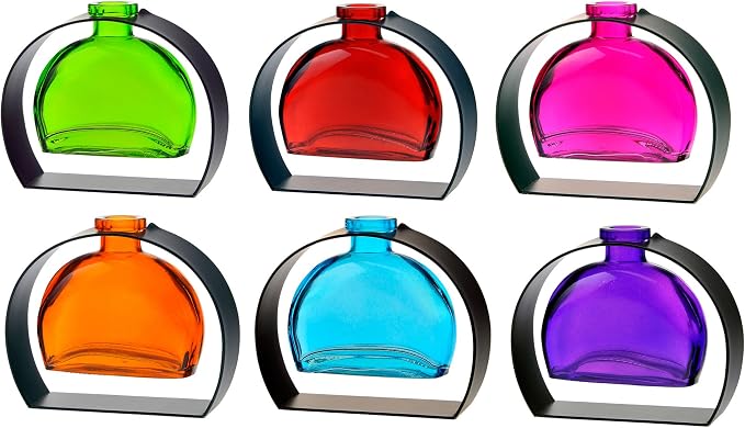 Couronne Company Fiji Recycled Glass Vase & Arched Metal Stand, M246-200-00, 6.0 Ounce Capacity, Clear, 1 Piece